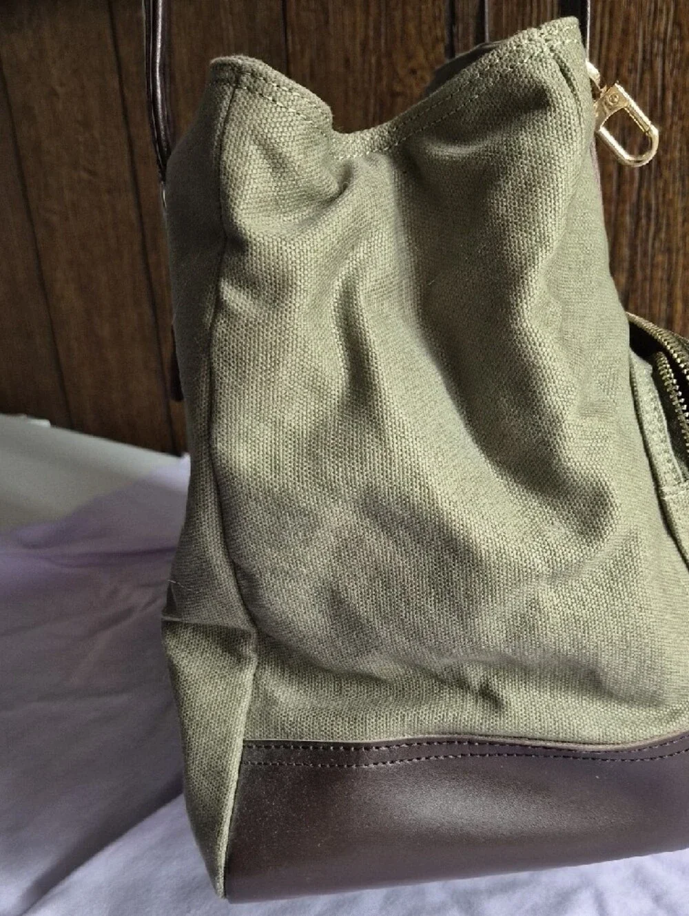 Django Olive Canvas Dog Carrier with Dark Brown Trim